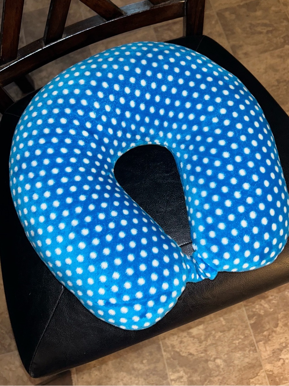 Blue Polka Dot Neck Pillow - Travel Comfort
